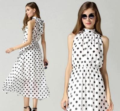 2015夏季新款圓點(diǎn)印花高領(lǐng)連衣裙 優(yōu)雅氣質(zhì)長(zhǎng)裙選購(gòu)指南